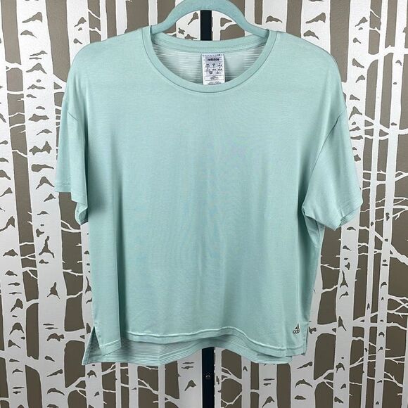 Adidas Split Sleeve Semi-Sheer Back T-Shirt sz S - Picture 2 of 9